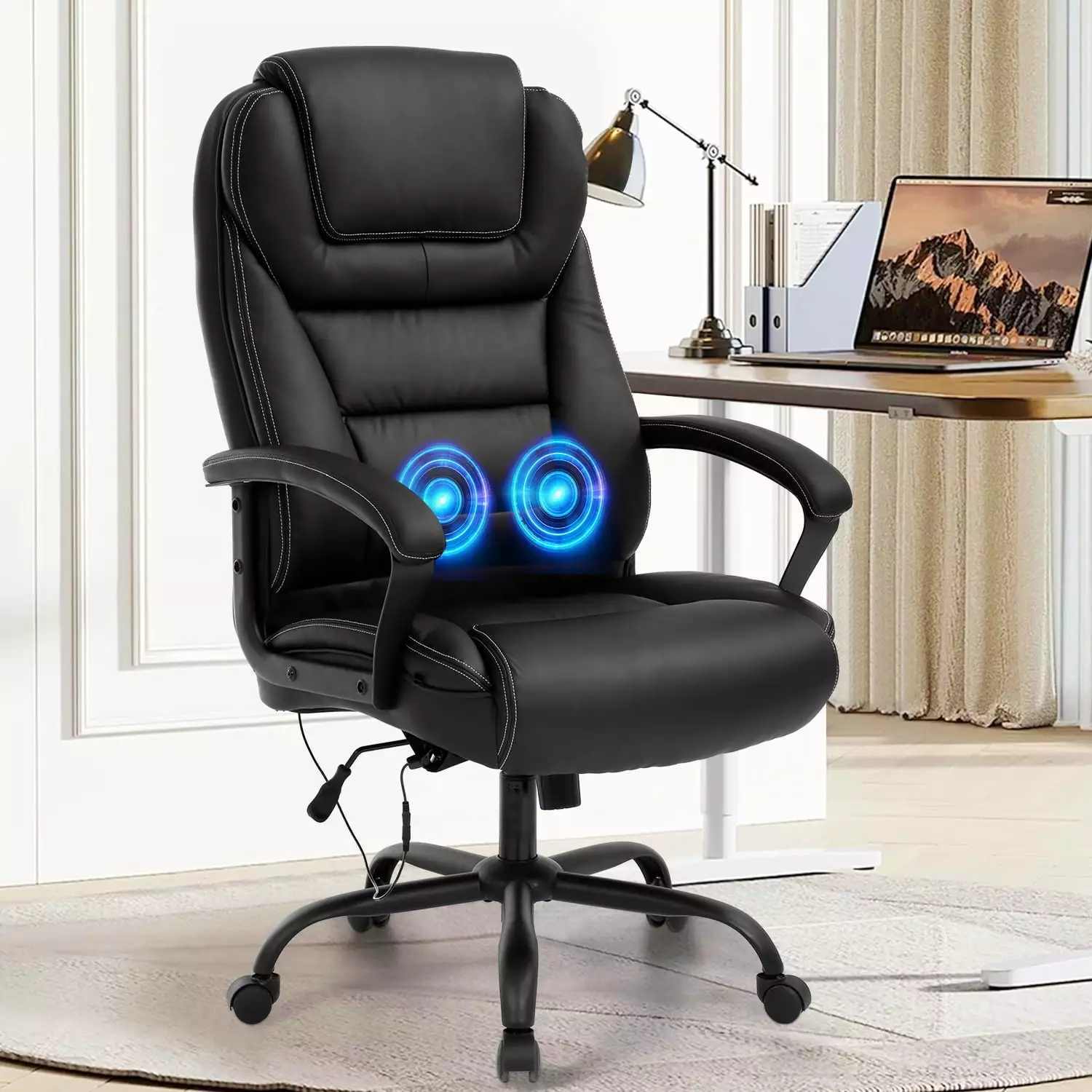 XF XINFENG Big and Tall 500lbs Office Chair - Ergonomic PU Leather Executive Chair Lumbar Support
