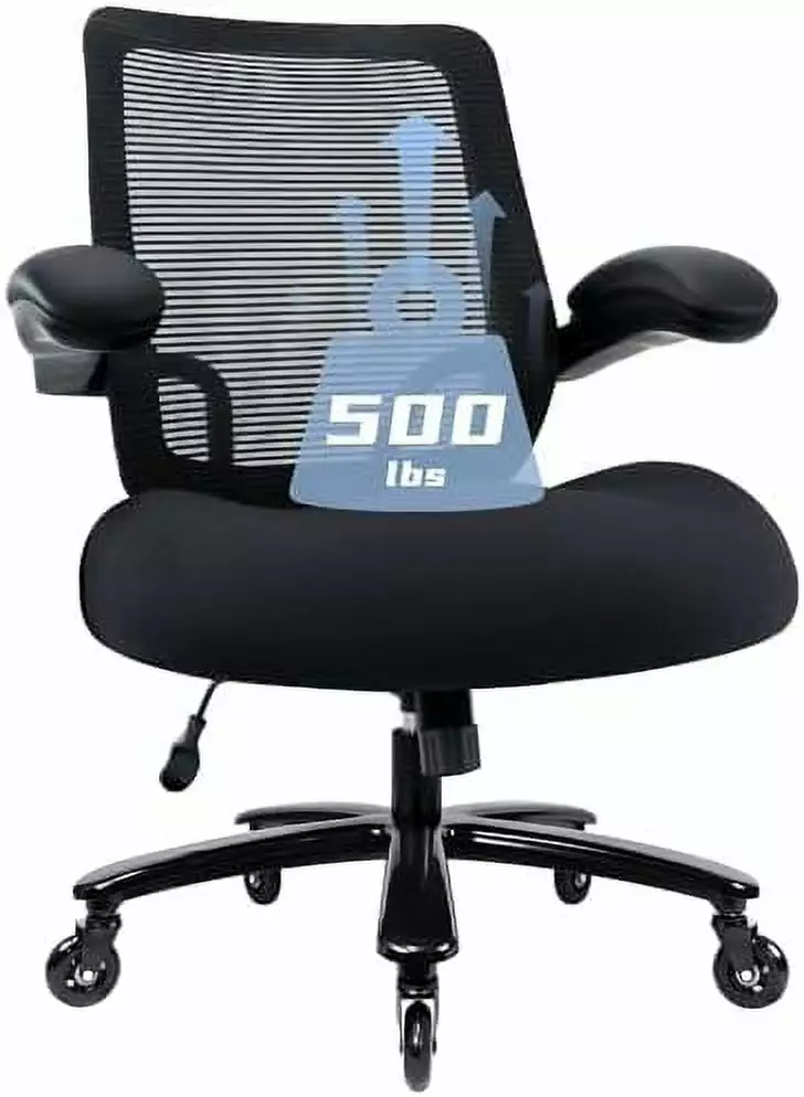 500lbs Big and Tall Office Chair Heavy Duty Mesh Ergonomic Desk Chair High Back Computer Chair Flip Up Armrests Wide Thick...