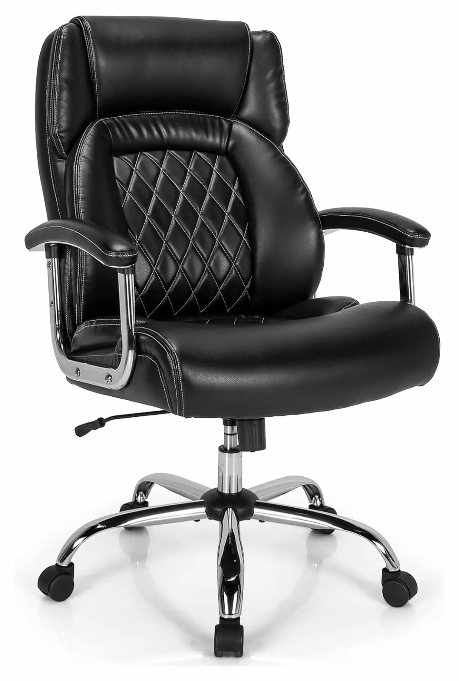 YANG97 500LBS Big and Tall Office Chair Wide Seat Large Leather Executive Chair Heavy Duty Metal Base