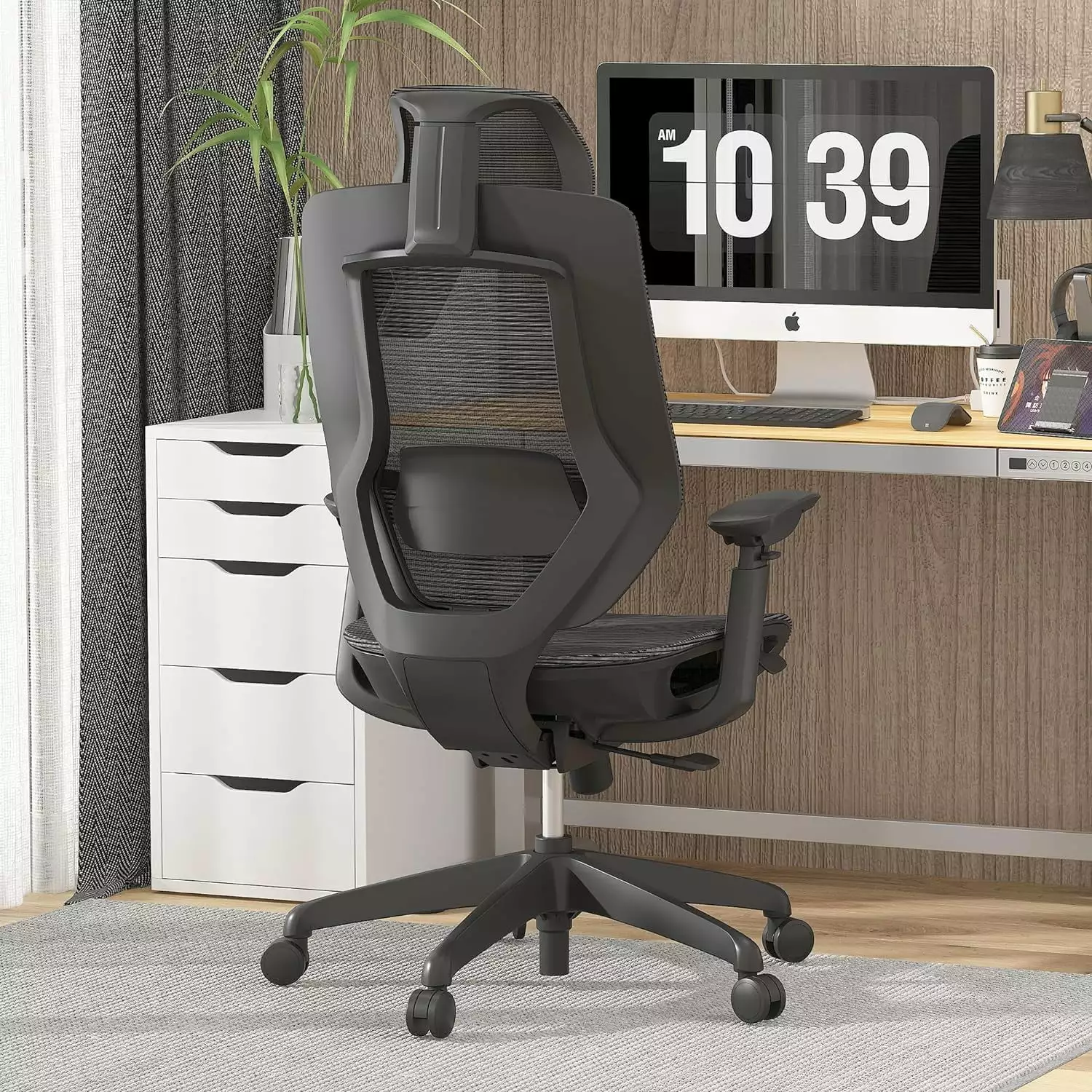 FJU Upgraded OC6 500LBS Big and Tall Office Chair Heavy Duty 4D Armrest Mesh Ergonomic Home Office Chair