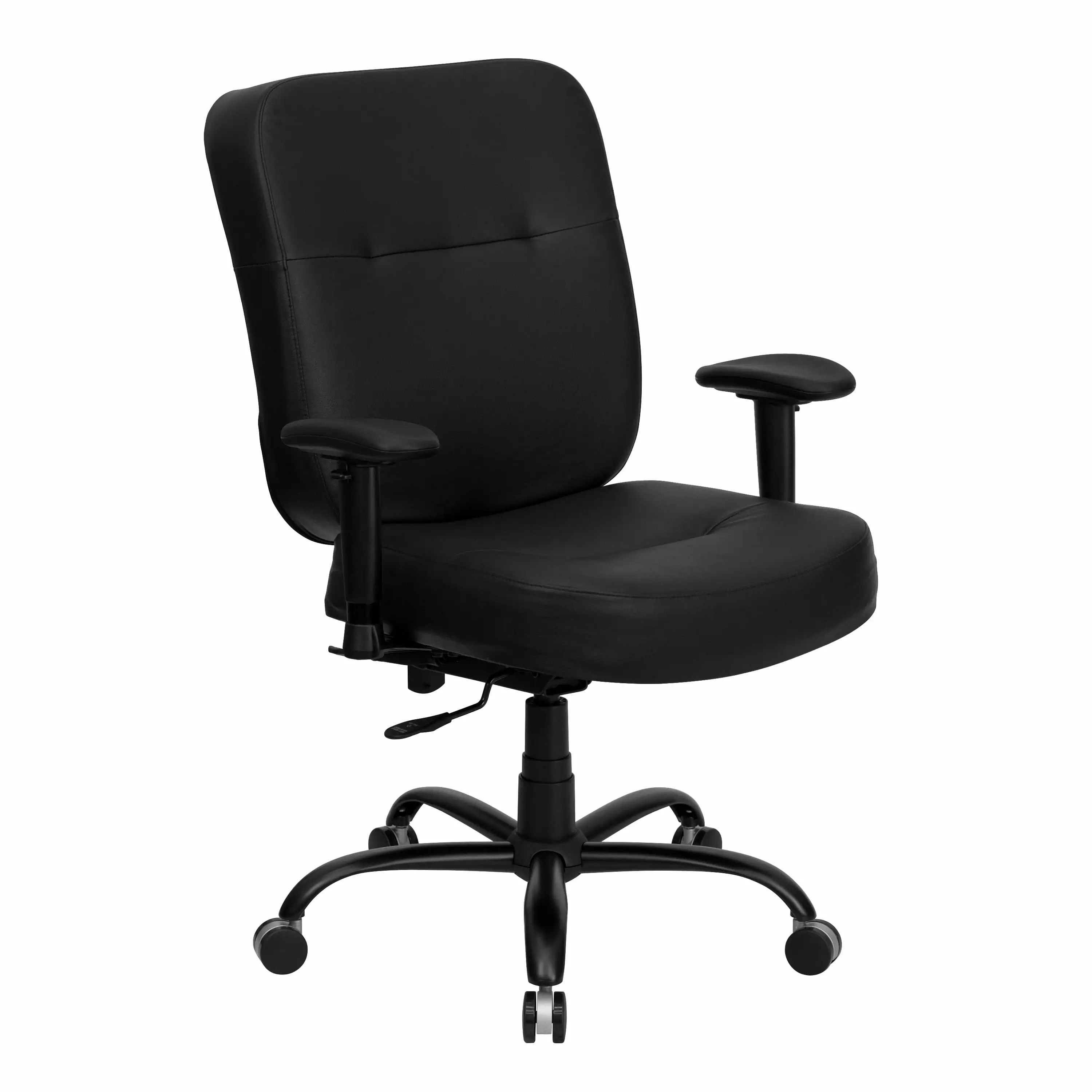 Line Furniture Tisar Big Tall Black Leather Executive Swivel Office Chair Extra Wide Seat