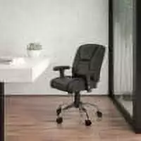 BizChair Big & Tall 400 lb Rated Black LeatherSoft Ergonomic Task Office Chair Chrome Base