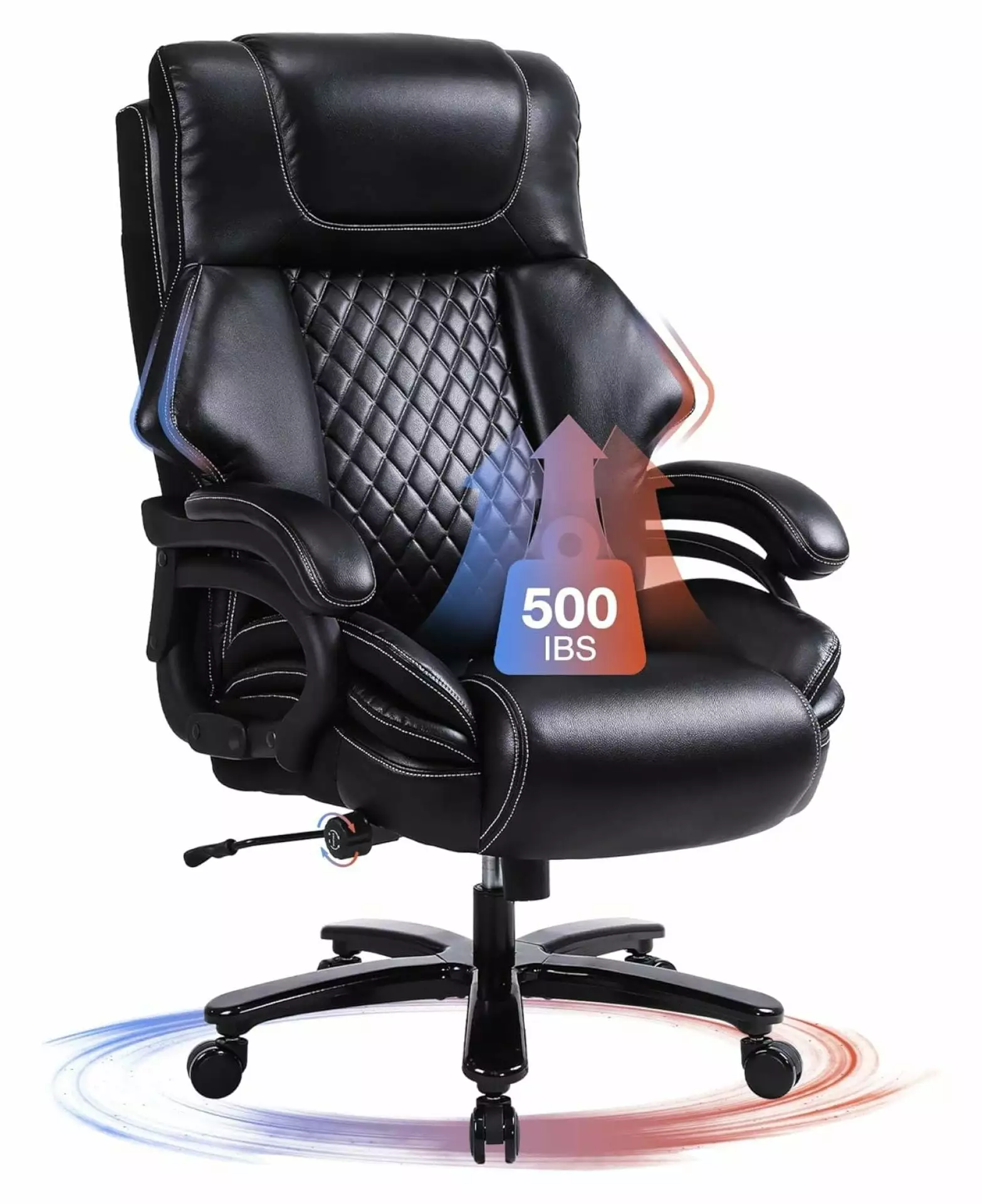 Big and Tall Office Chair 500lbs Heavy Duty Executive Chair Quiet Wheels and Lumbar Support CHNRED