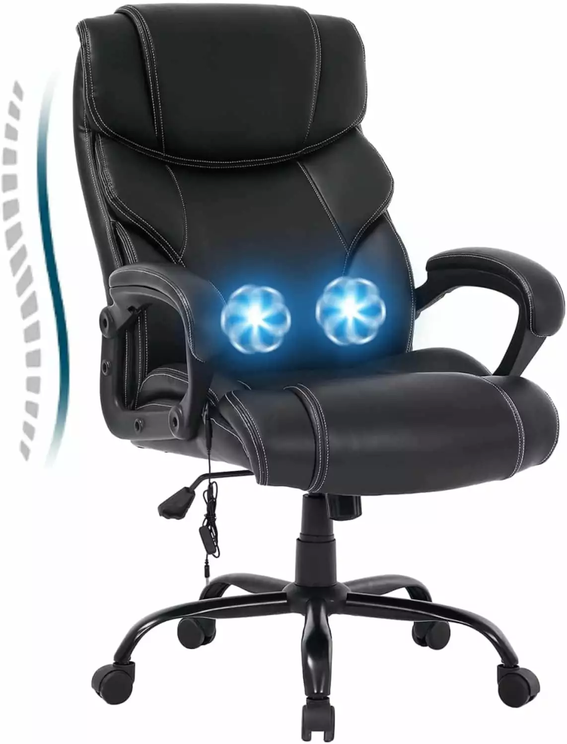 Dkeli Big and Tall Office Chair 400lb Wide Seat Ergonomic Desk Chair Massage Lumbar Support Adjustable Reclining Black