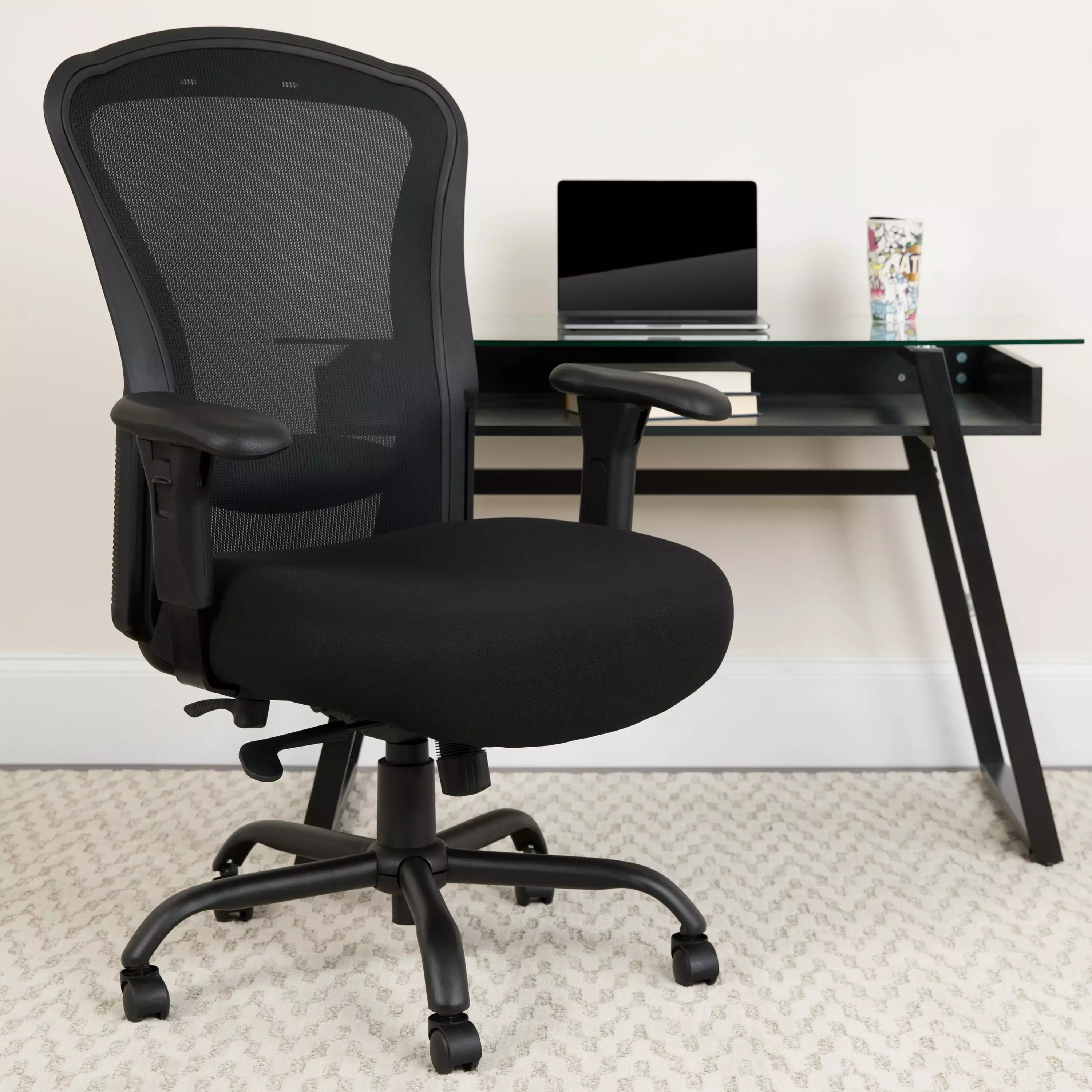 Emma Oliver 24/7 400 lb Big Tall Black Mesh Synchro Tilt Swivel Ergonomic Office Chair EMMA + OLIVER