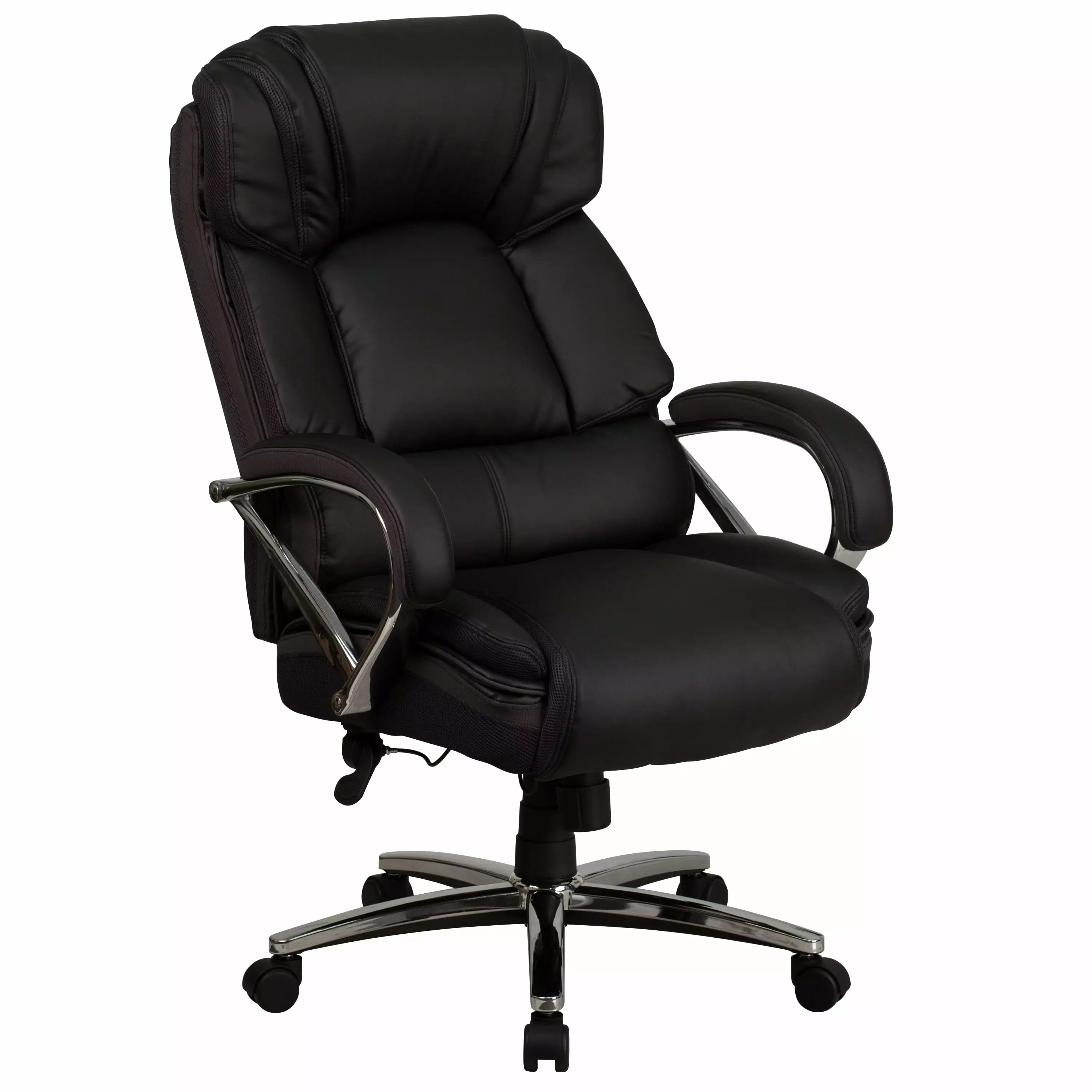 Emma + Oliver 500 lb Big & Tall Black LeatherSoft Executive Swivel Arm Ergonomic Office Chair