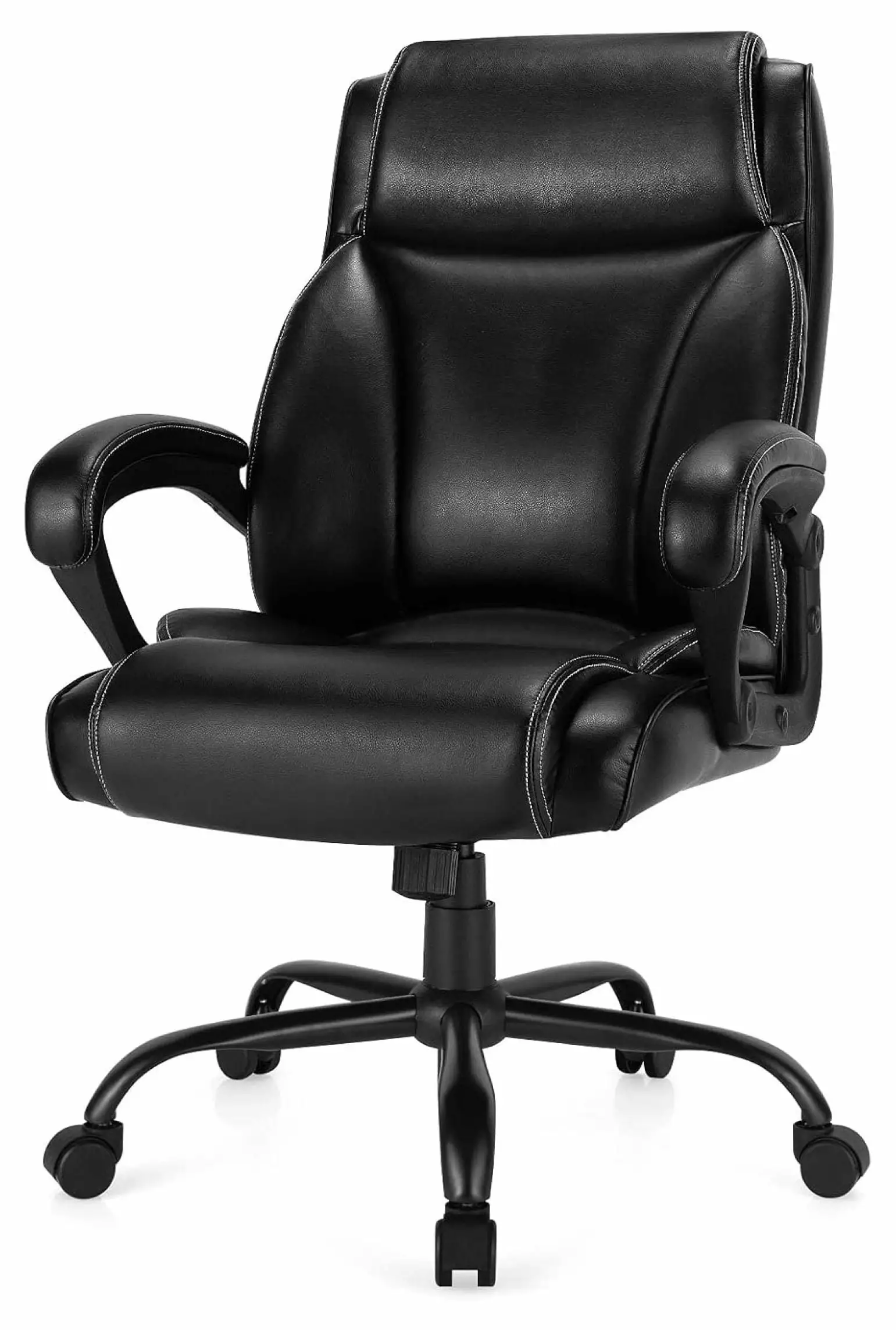 Big & Tall Executive Office Chair High-Back Leather Computer Desk Chair Adjustable Swivel Armrest Lumbar Support 400lbs Ca...