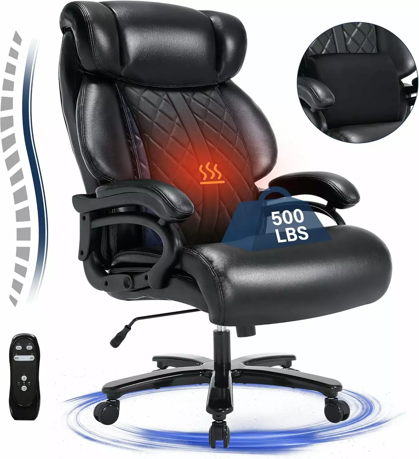 Big and Tall 500lbs Office Chair - Ergonomic High Back Executive Computer Desk Chair Motorized Adjustable Airbag FJU