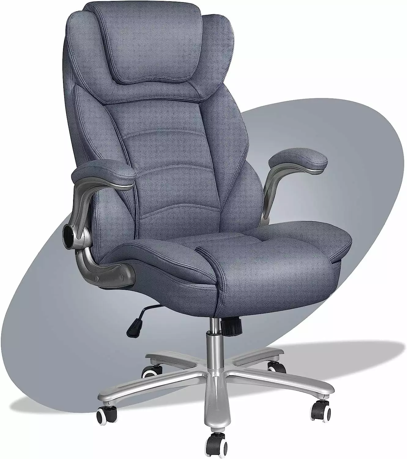 Executive Office Chair Big and Tall Heavy People 400lbs - High Back Leather Chair Adjustable Armrest FJU