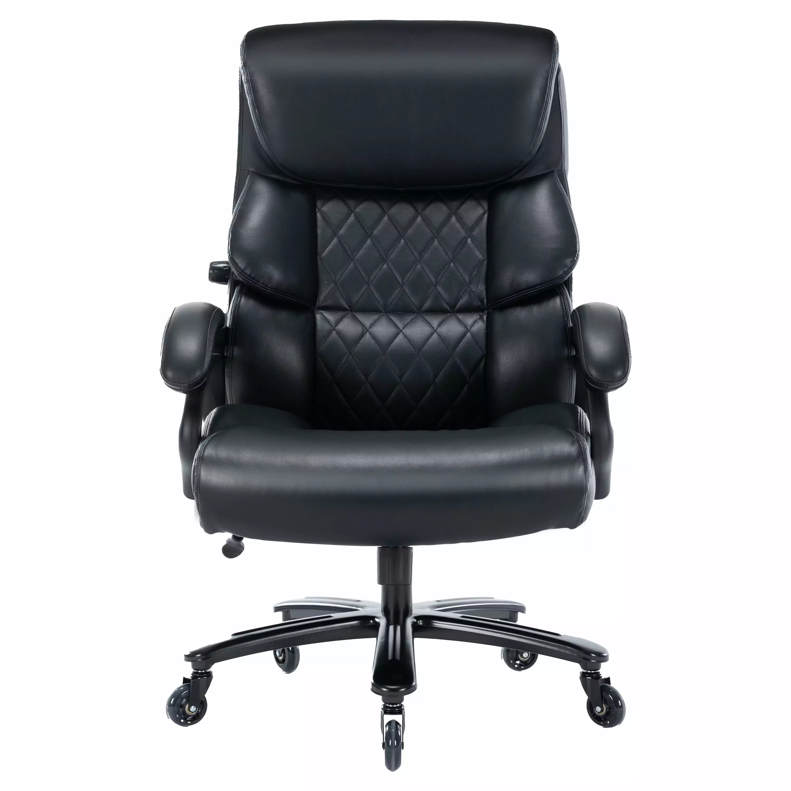 500 LBS Heavy Duty Executive Office Chair Adjustable Waist Support Black Leather General