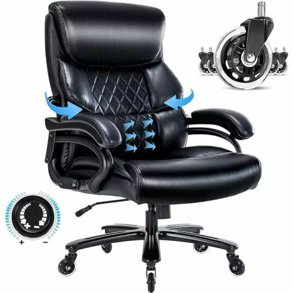 Big and Tall Office Chair 500lbs Heavy Duty Executive Chair Rollerblade Wheels HALIY