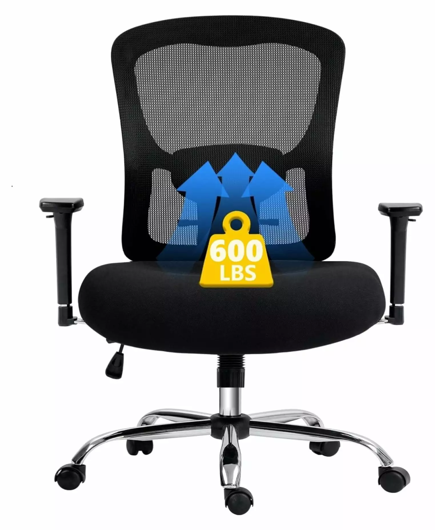 Jadona Big and Tall Office Chair 600lbs Ergonomic Mesh Chair 4D Armrests and Adjustable Lumbar Support