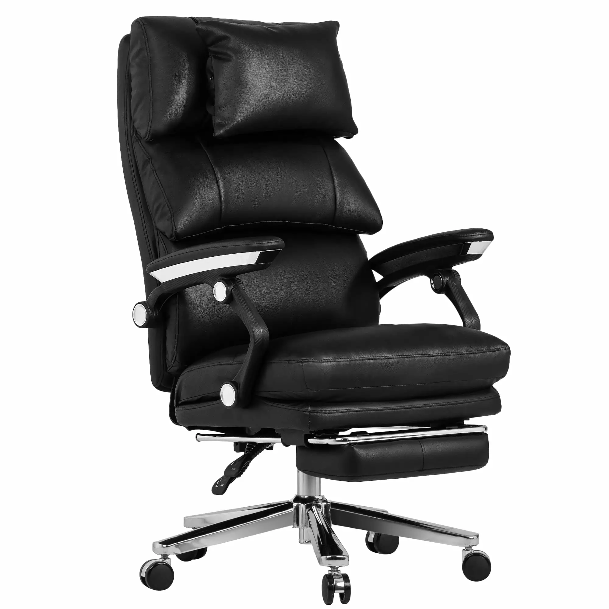 Kinnls Paddy Leather Executive Office Chair - Upholstered High Back Desk Chair Footrest Heavy People