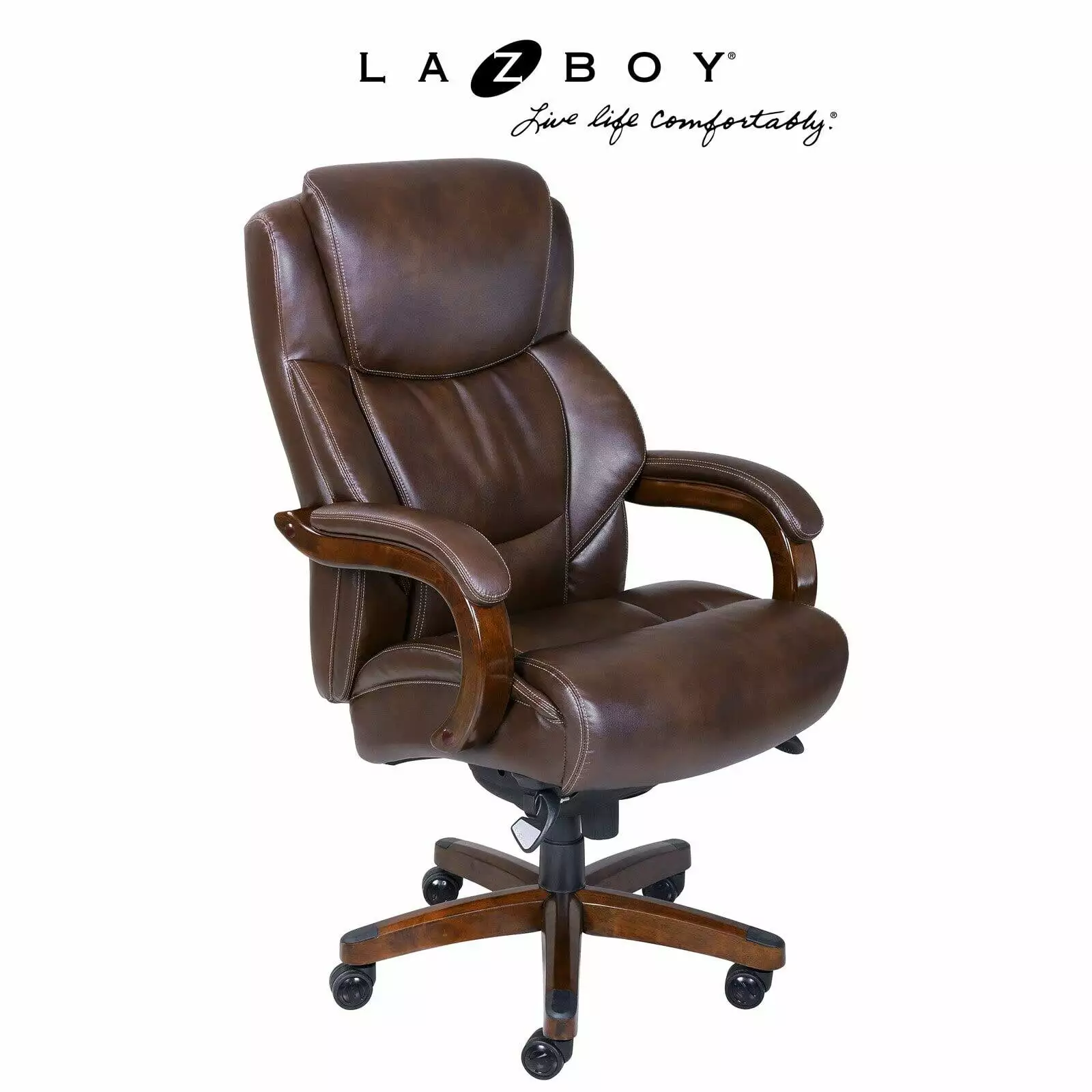 La-Z-Boy Delano Big & Tall Executive Office Chair Mahogany Chestnut Brown