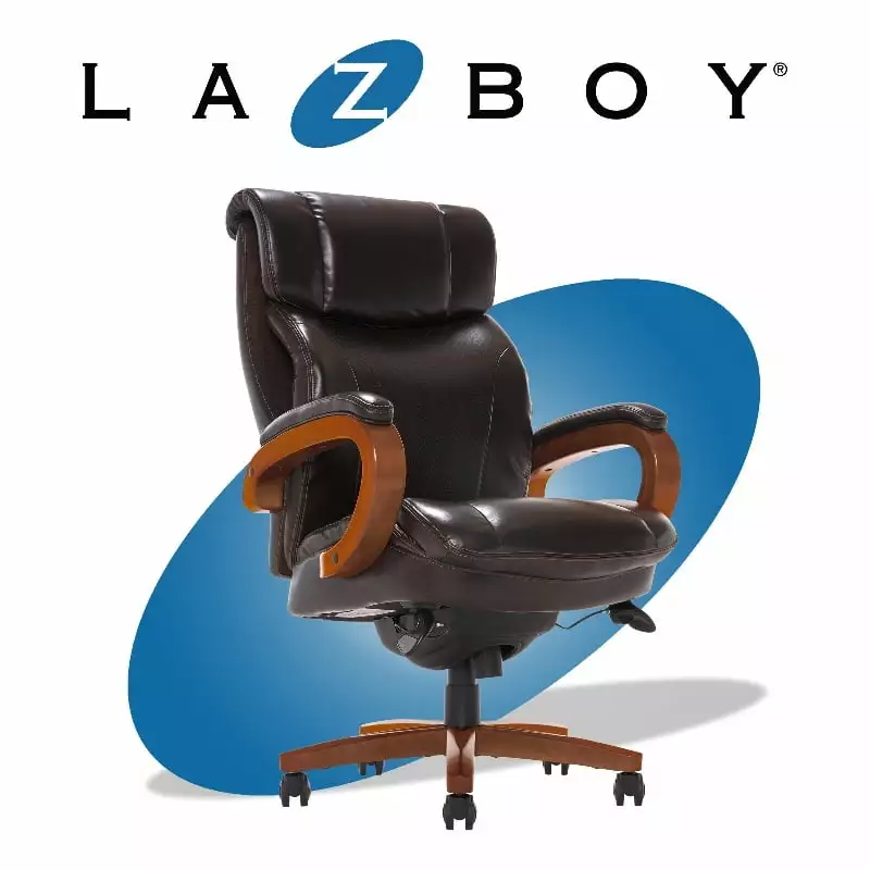 Pemberly Row Big and Tall Executive Office Chair AIR Lumbar Brown - Heavy Duty Desk Chair