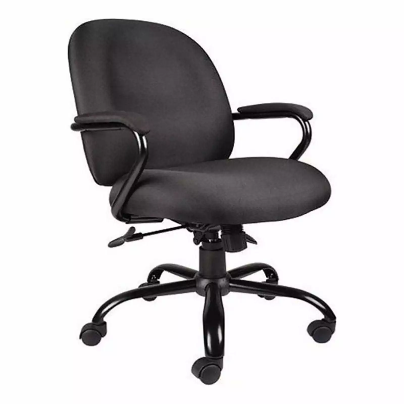 Pemberly Row Contemporary Fabric Big and Tall Arm Office Chair Black