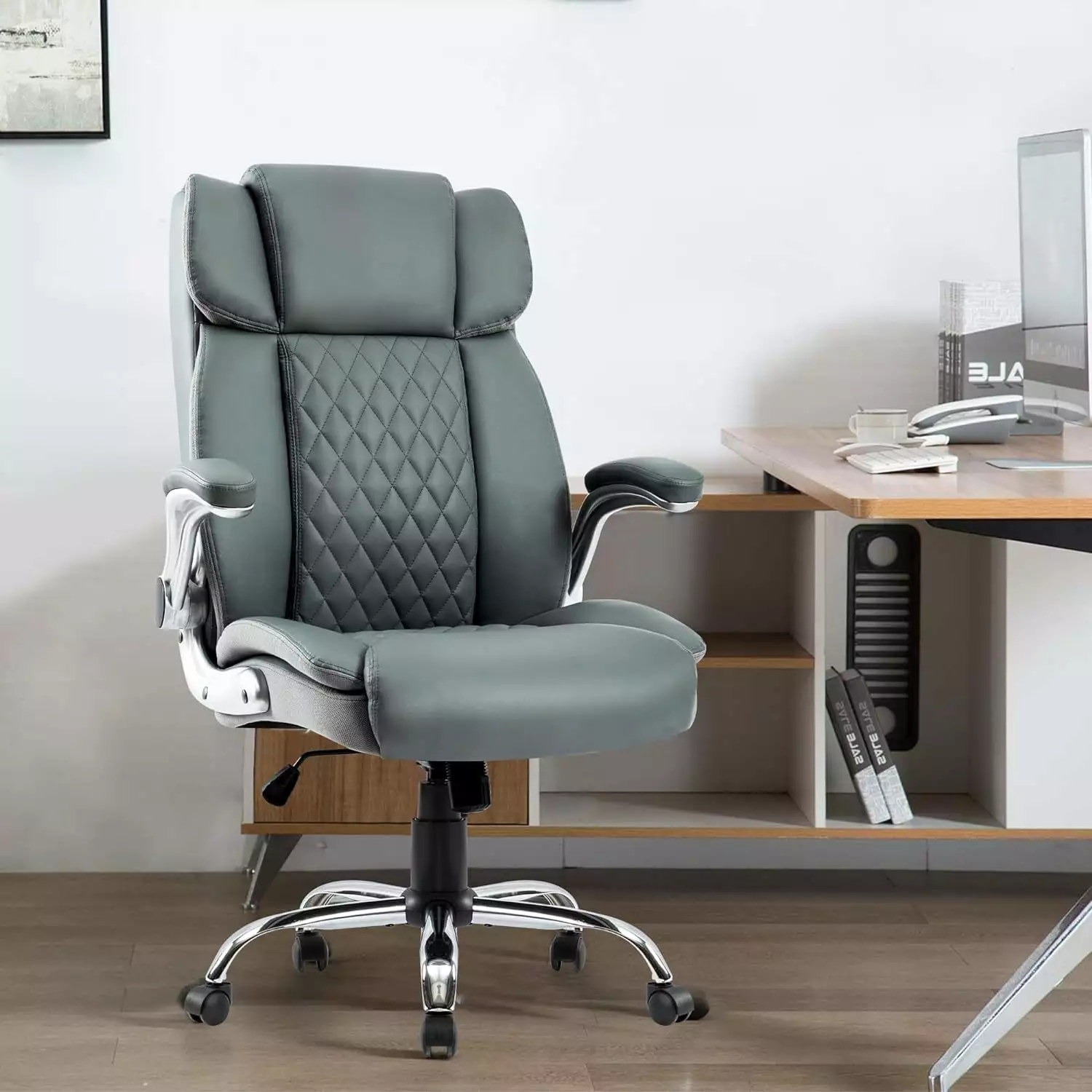High Back Ergonomic Office Chair - Big & Tall Executive PU Leather Computer Chair Adjustable Tilt WYD