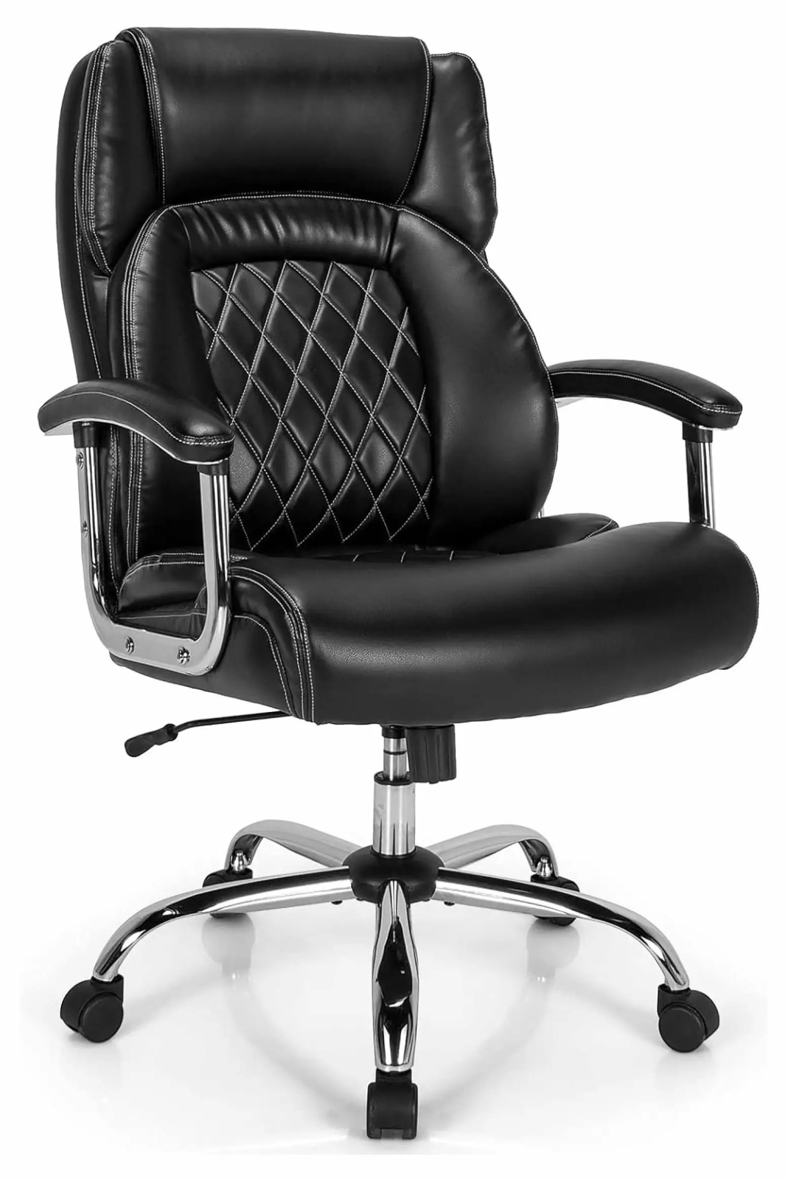 XIAOTAO 500LBS Big and Tall Office Chair - Heavy Duty Leather Executive Chair Rocking Backrest - Black