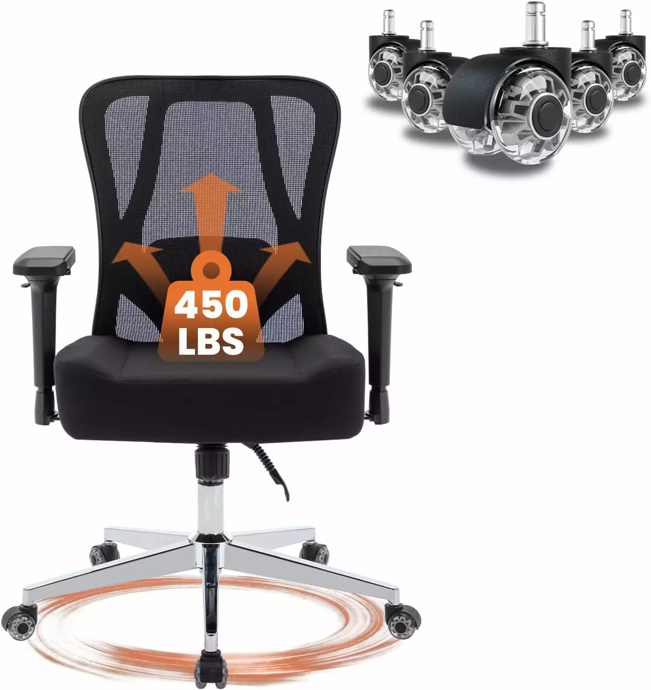 Big and Tall Office Chair 450lbs - Ergonomic Mesh Desk Chair 4D Armrests and Lumbar Support ZHJG