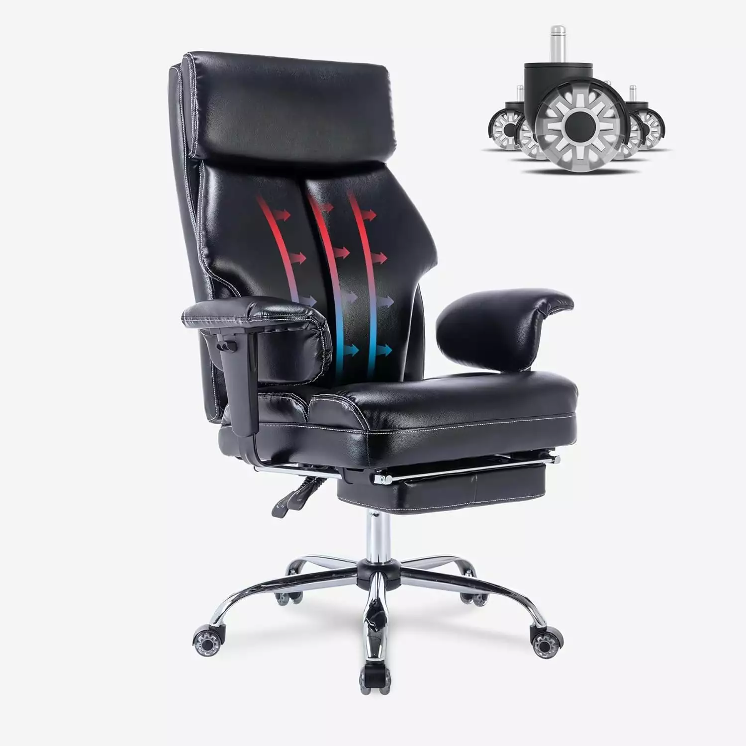 Big and Tall Office Chair - High Back PU Leather Computer Chair Leg Rest and Lumbar Support ZHJG