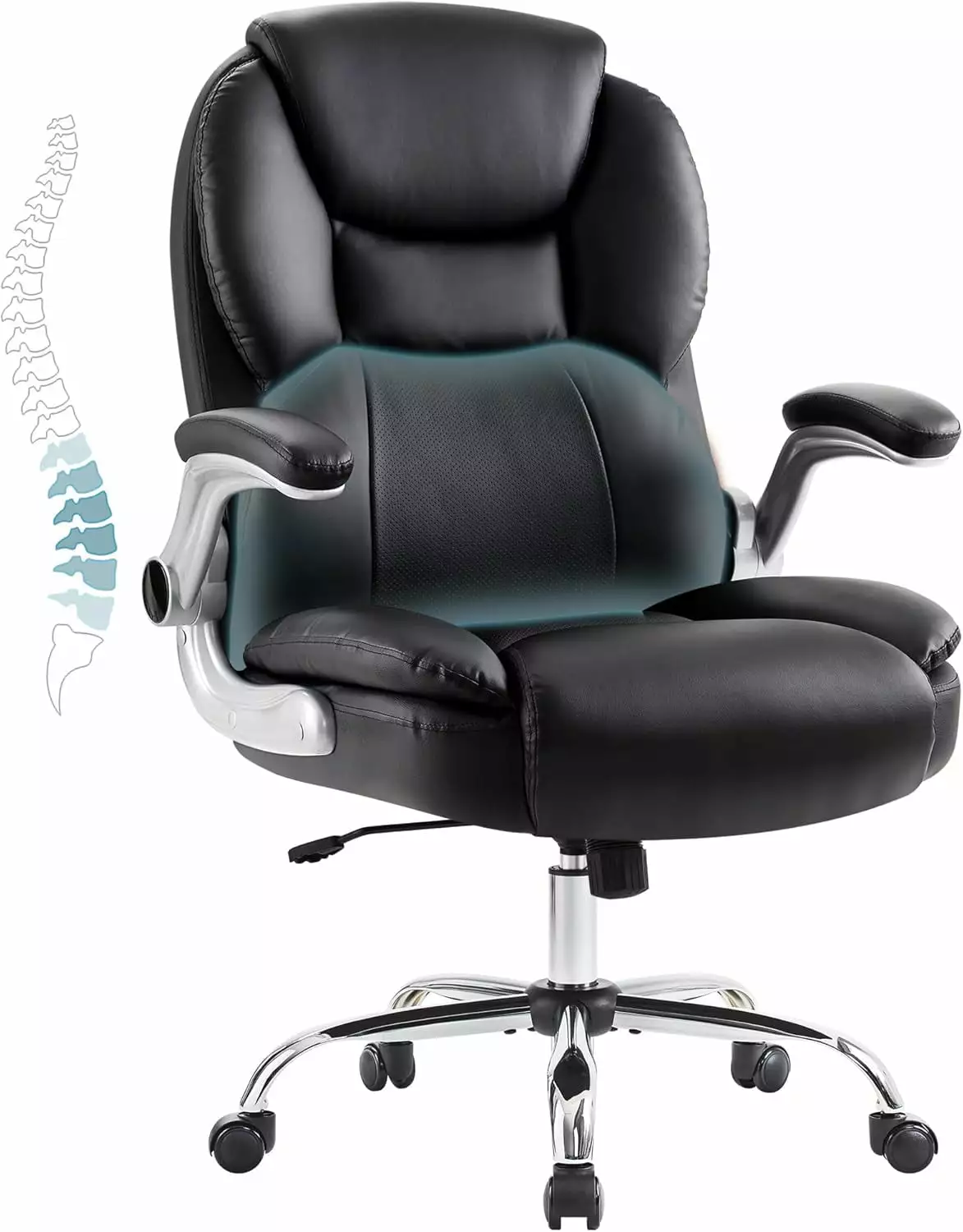 Office Chair - Ergonomic Executive Big and Tall Computer Desk Chair Flip-up Armrests ZHJG
