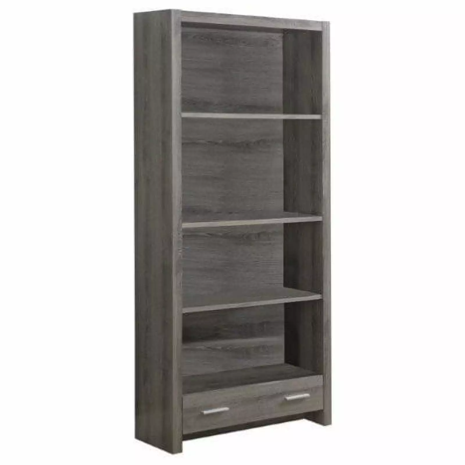 Kingfisher Lane 4 Shelf Bookcase Storage Drawer Dark Taupe Home Office or Living Room