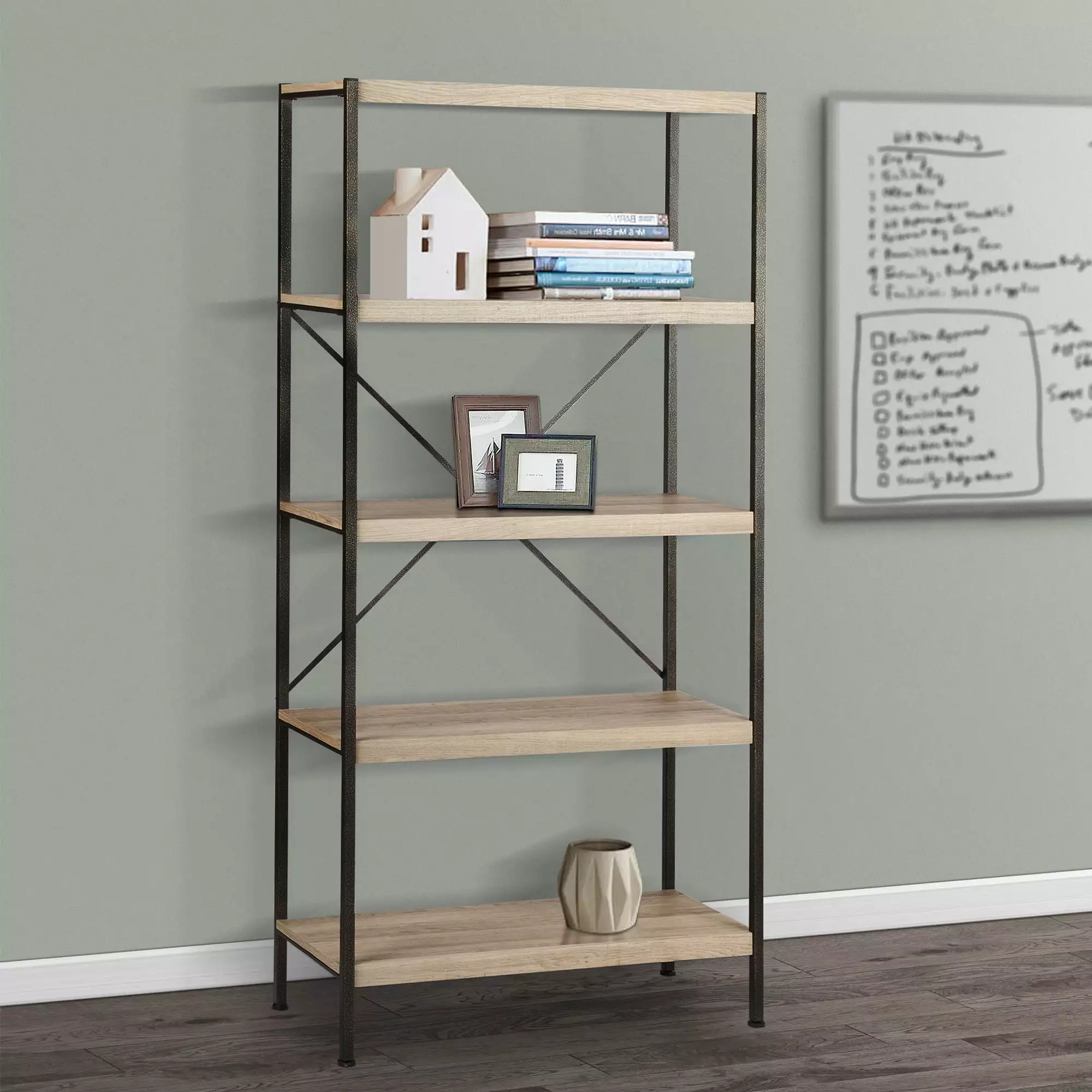 Sleek Light Oak Contemporary Bookcase Versatile Storage Display SMHZ
