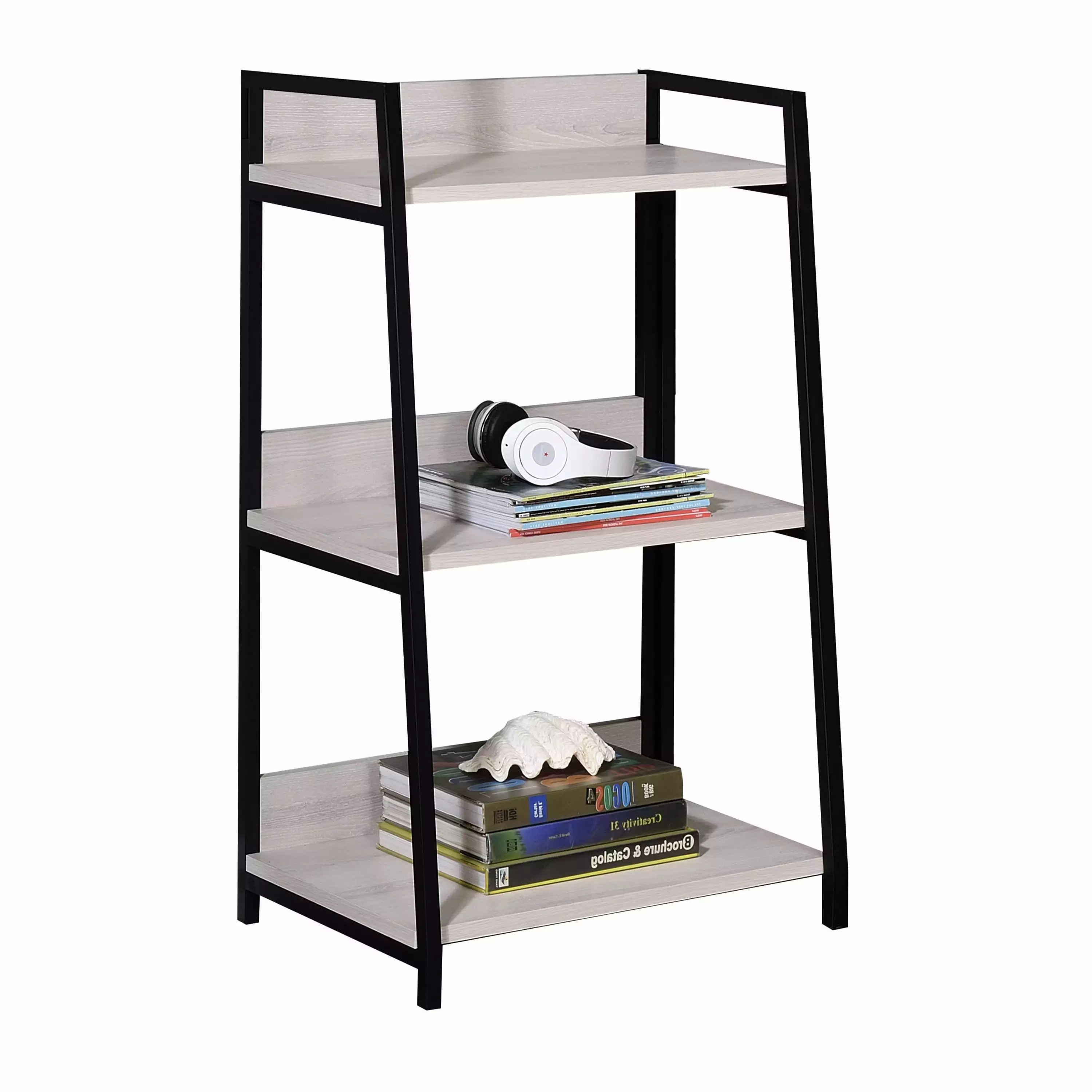 Halsey Natural and Black Ladder Bookshelf Bed Bath & Beyond
