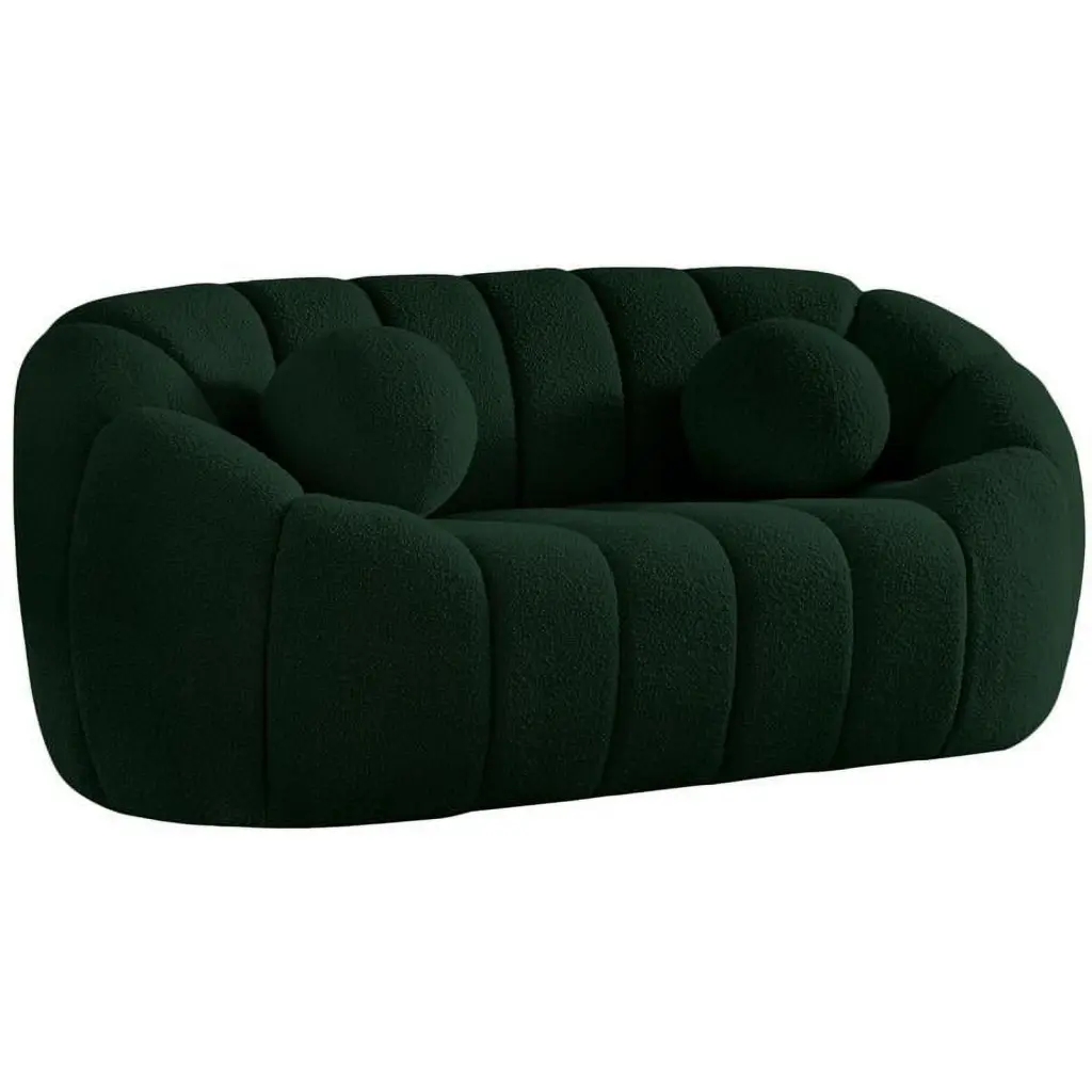 Meridian Furniture Elijah Green Boucle Fabric Loveseat