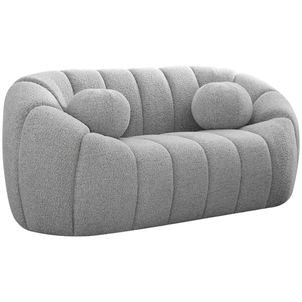 Meridian Furniture Elijah Grey Boucle Fabric Loveseat