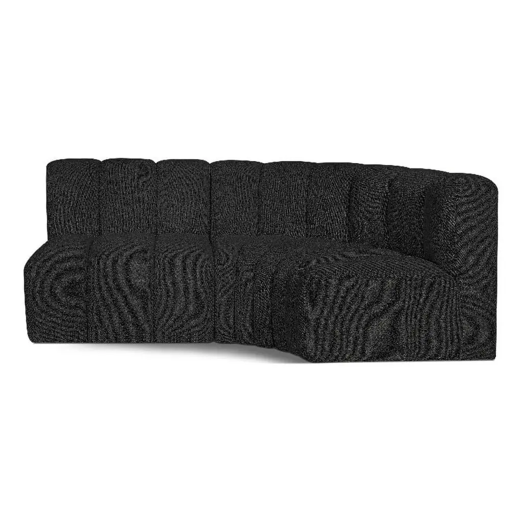 Meridian Furniture Arc Black Boucle Fabric Modular Sofa Modern Living Room