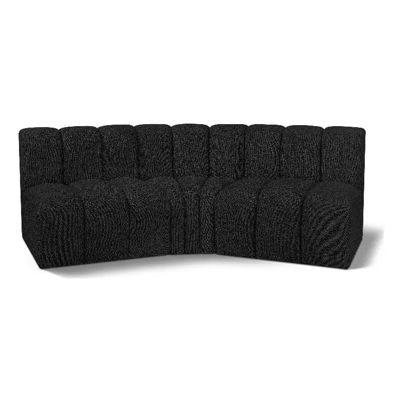 Meridian Furniture Arc Black Boucle Fabric Modular Sofa Stylish Living Room