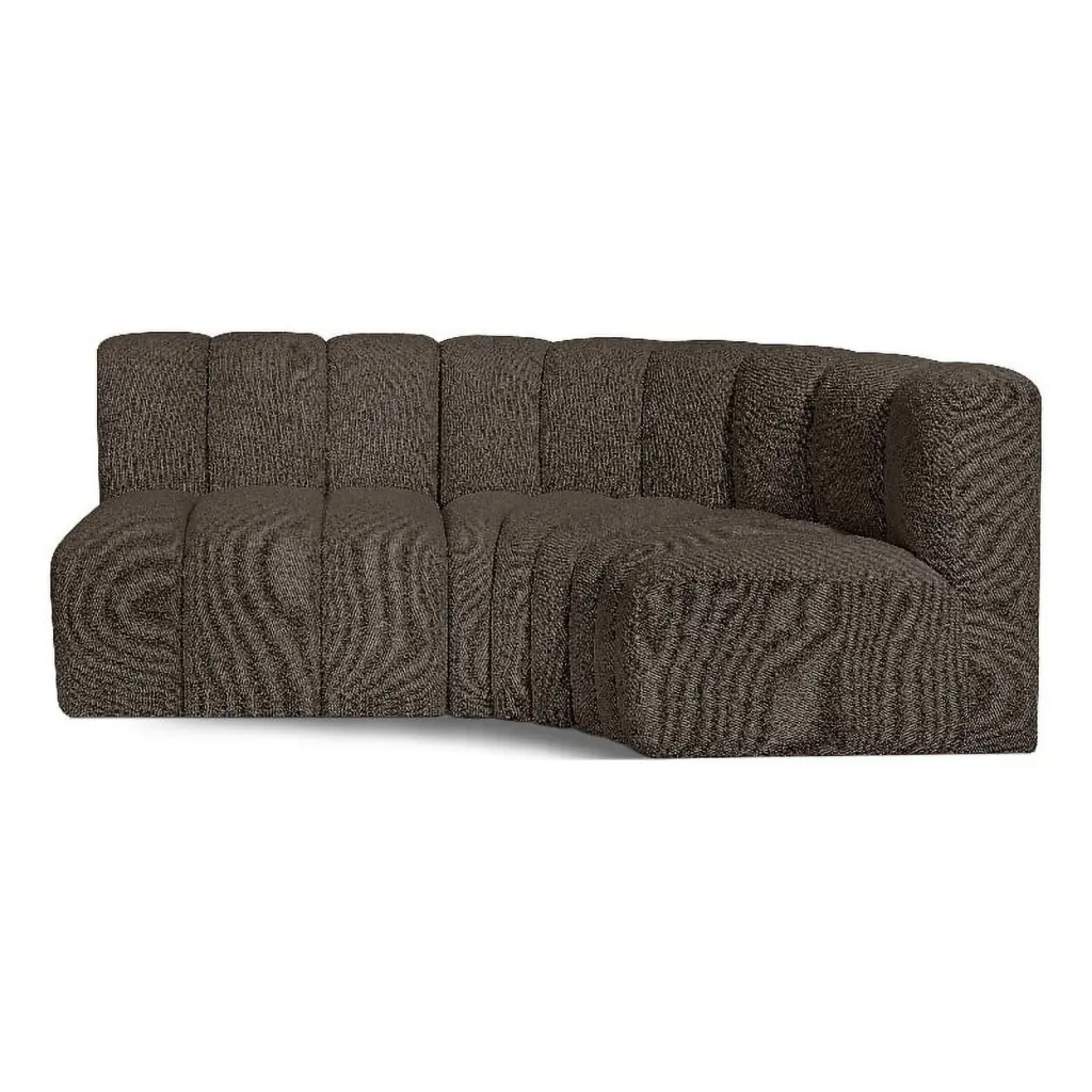 Meridian Furniture Arc Brown Boucle Fabric Modular Sofa Contemporary Spaces