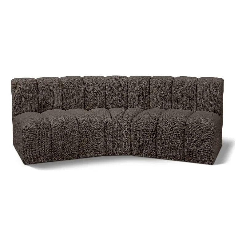 Meridian Furniture Arc Brown Boucle Fabric Modular Sofa Elegant Design