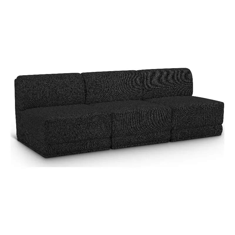Meridian Furniture Ollie Black Boucle Fabric Modular Sofa Modern Design
