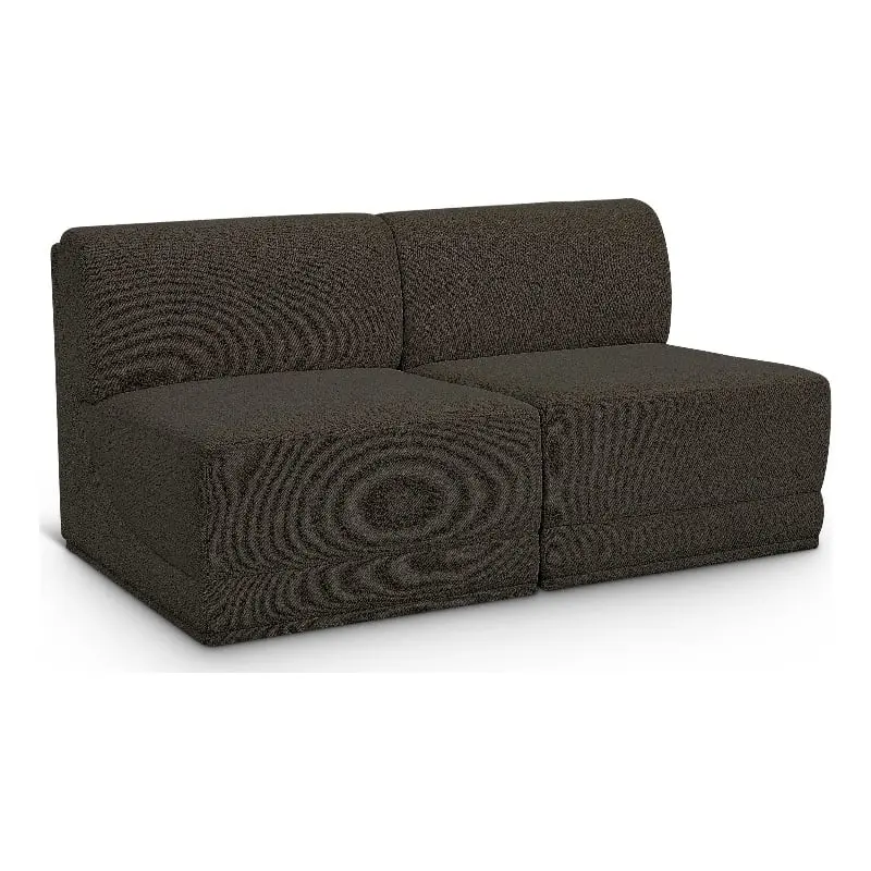 Meridian Furniture Ollie Brown Boucle Fabric Modular Sofa Living Room
