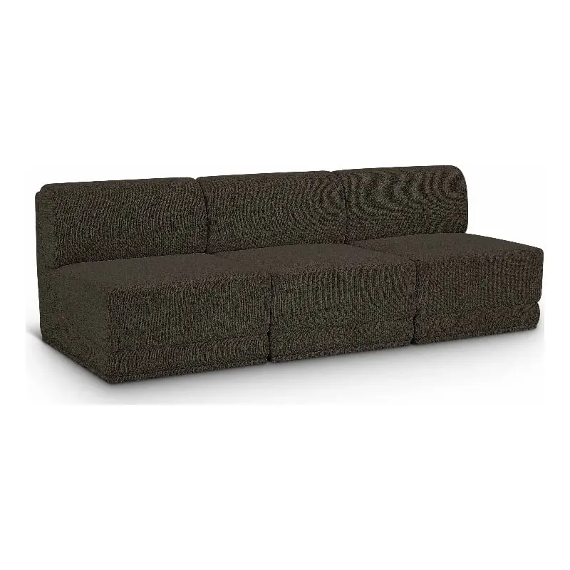 Meridian Furniture Ollie Brown Boucle Fabric Modular Sofa Elegant Comfort