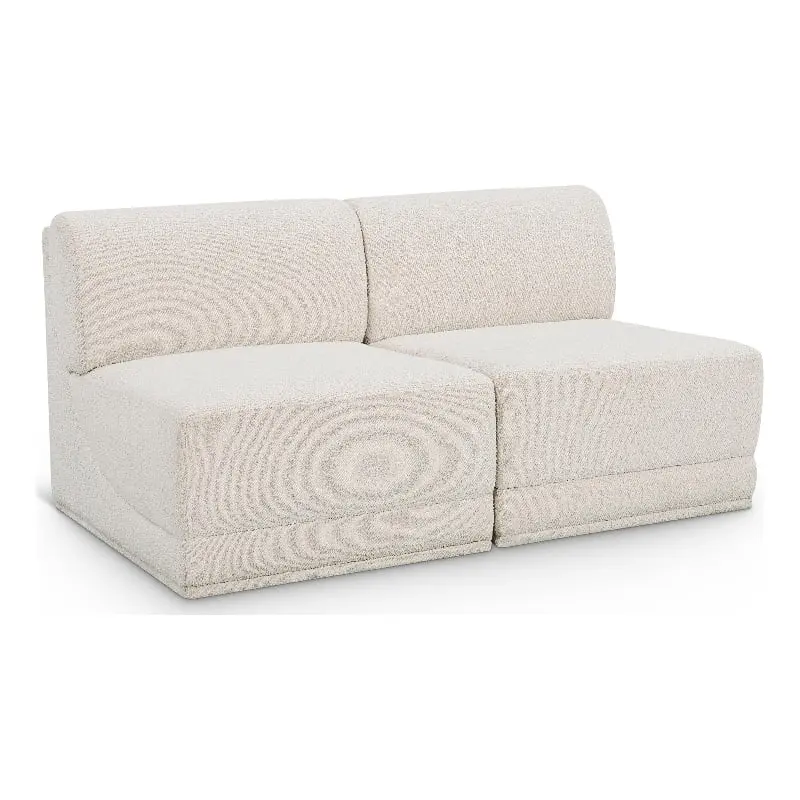 Meridian Furniture Ollie Cream Boucle Fabric Modular Sofa Living Room