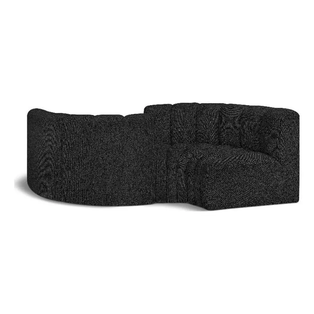 Meridian Furniture Arc Black Boucle Fabric Modular Sofa Modern Living