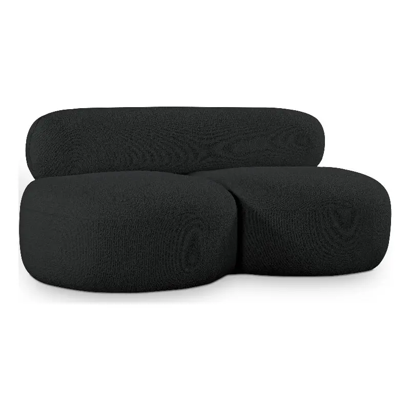 Meridian Furniture Venti Black Boucle Fabric Loveseat Elegant Sofa