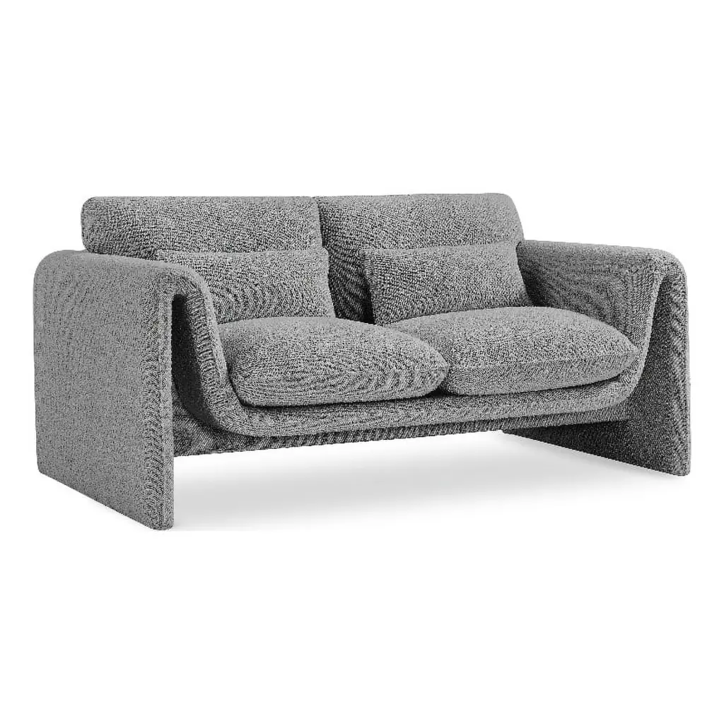 Meridian Furniture Stylus Grey Boucle Fabric Loveseat - Modern Chic Sofa