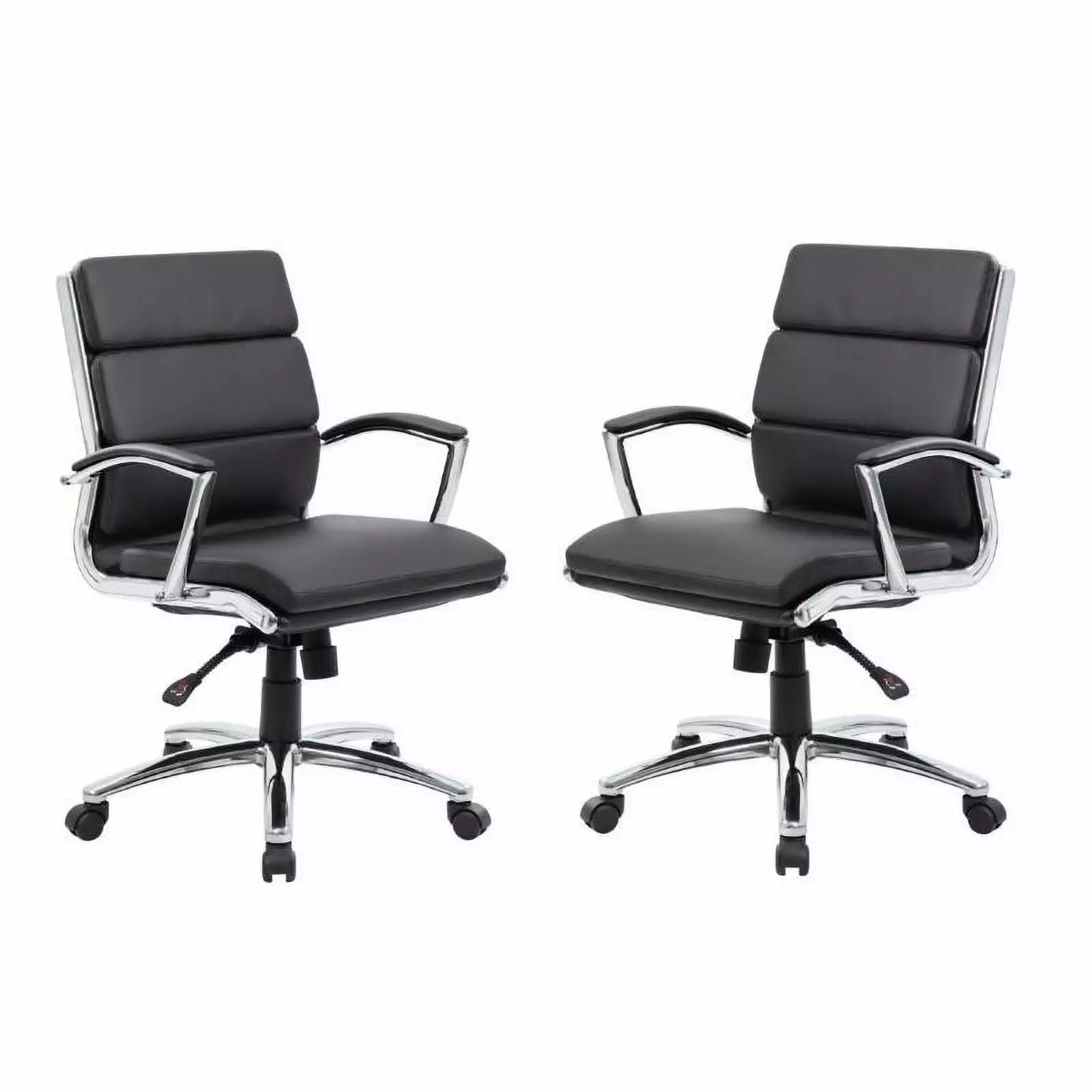 Home Square 2 Piece CaressoftPlus Executive Mid-Back Chair Set Black