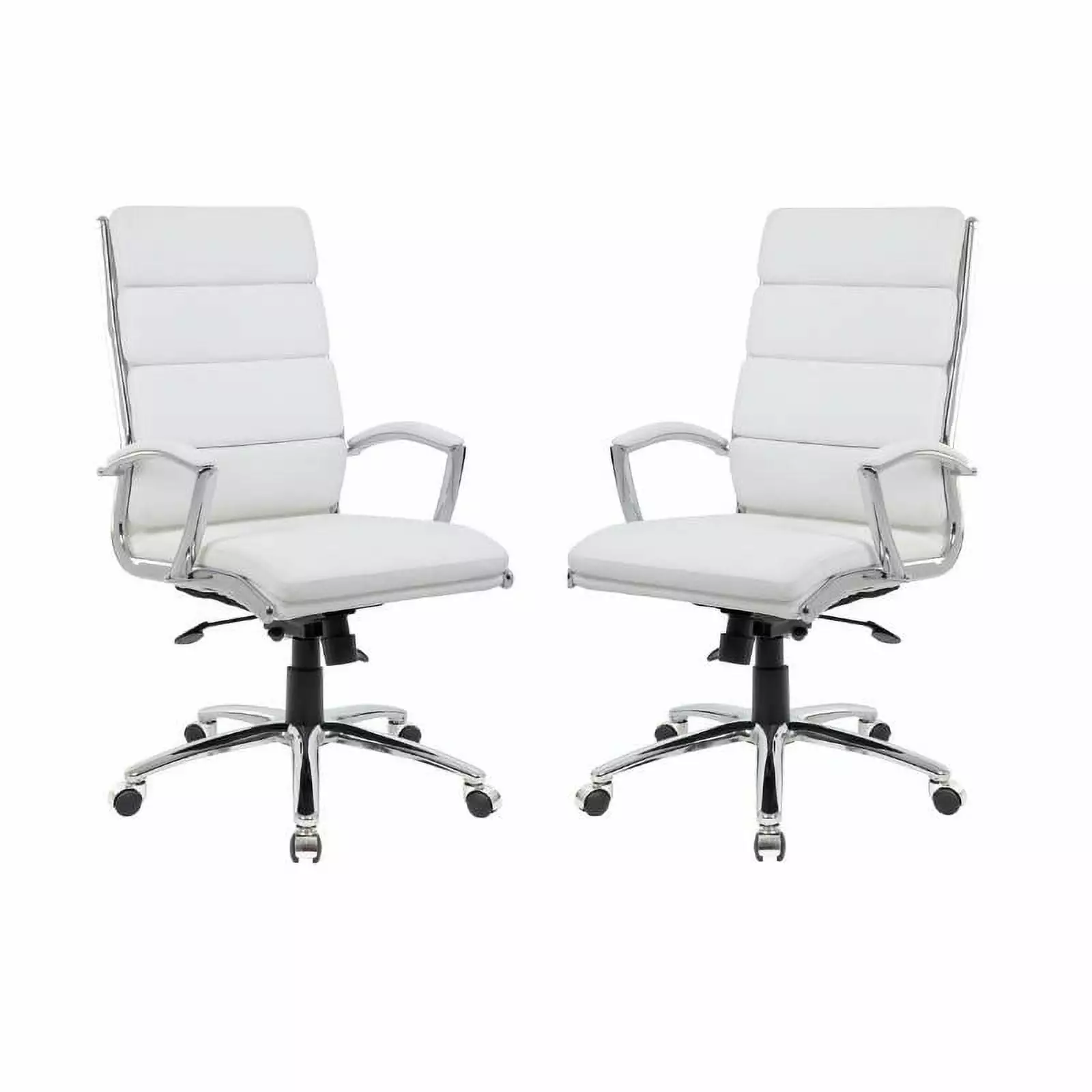 Home Square 2 Piece Executive Upholstered Chair Set Chrome - Modern Office Seating