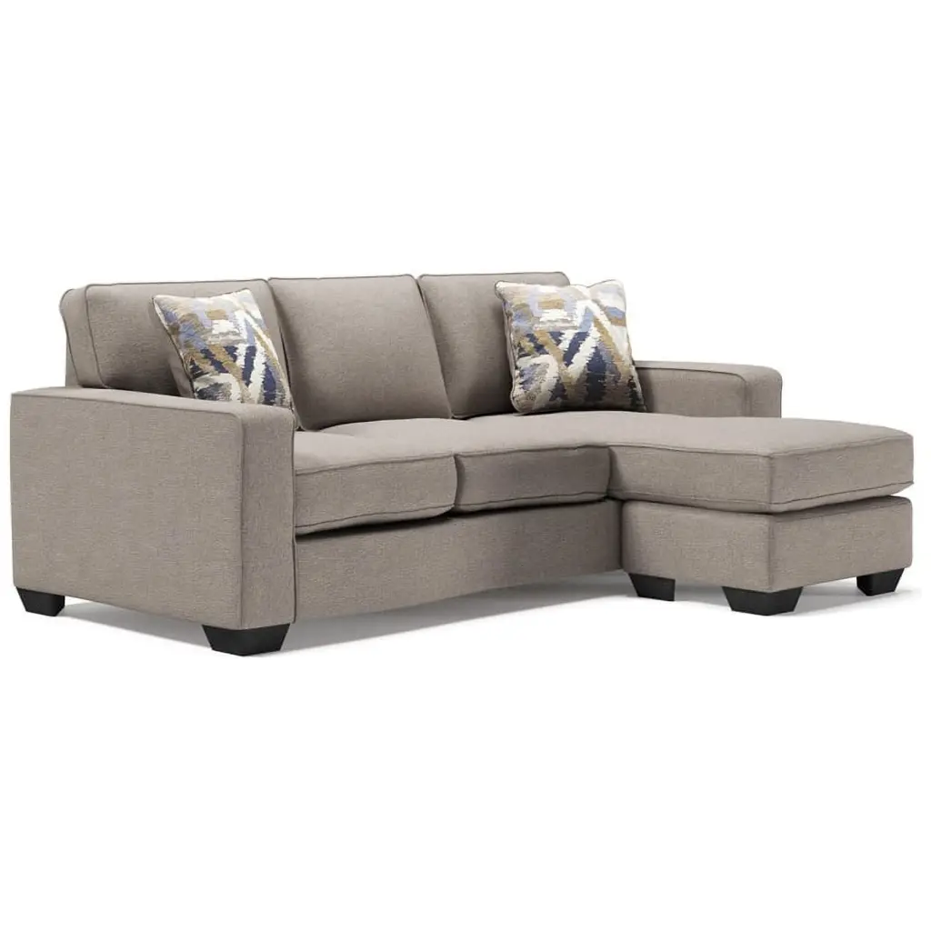 Bowery Hill Modern Fabric & Wood Sofa Chaise Stone Light Gray