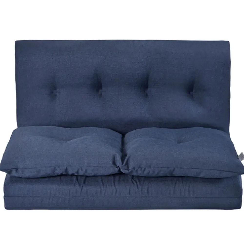 Navy Blue Fabric Folding Chaise Lounge Floor Couch and Sofa Hypeshops
