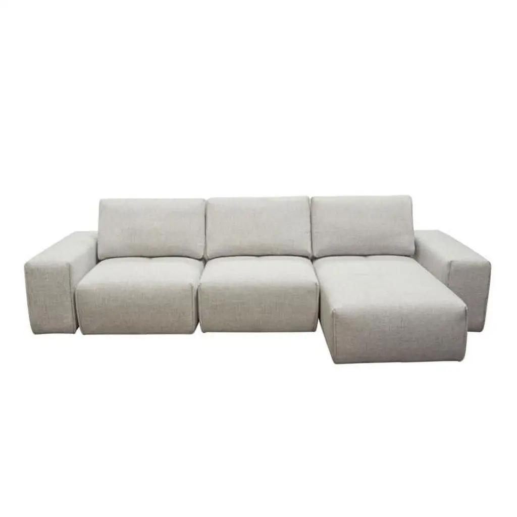 Diamond Sofa Jazz Modular 3-Seater Chaise Sectional Adjustable Backrests Light Brown Fabric & Barley