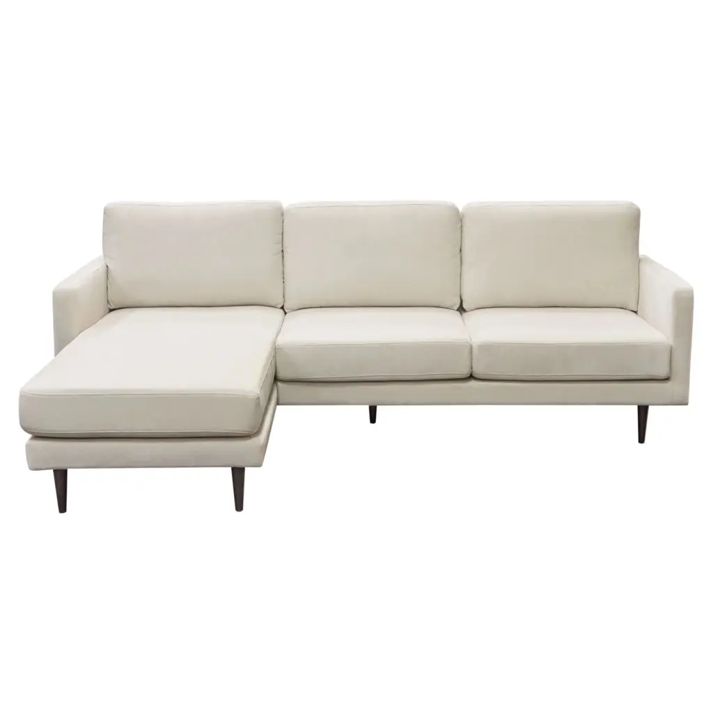 Kelsey Reversible Chaise Sectional Cream Fabric Diamond Sofa