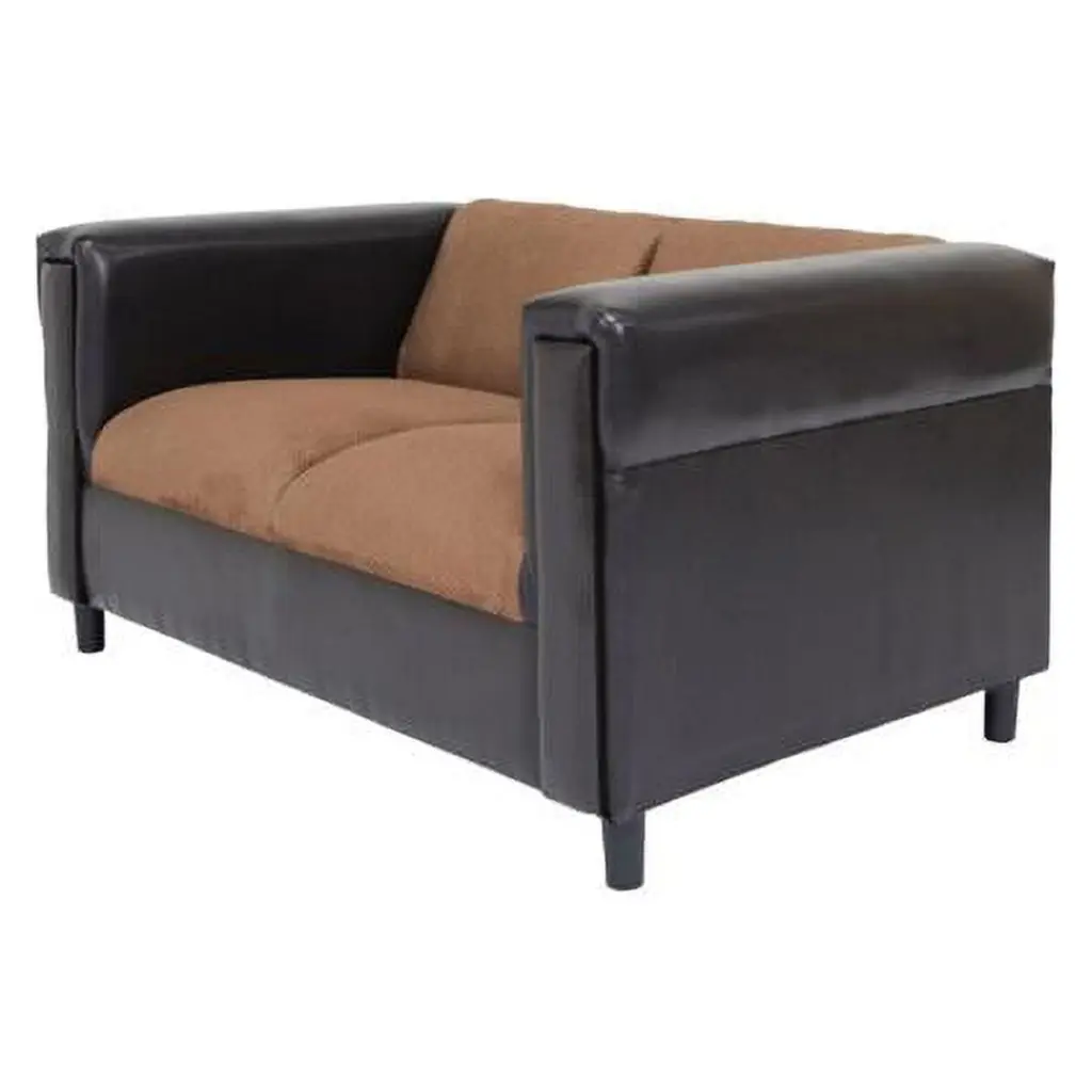 72 . Chenille Love Seat Sofa Brown & Black Fancy Fixtures