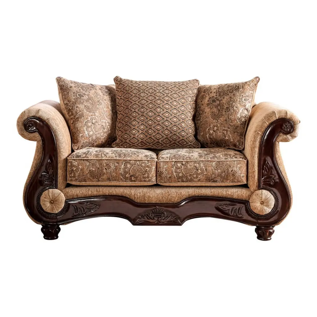 Furniture America Rhodes Traditional Chenille Cushioned Loveseat Tan