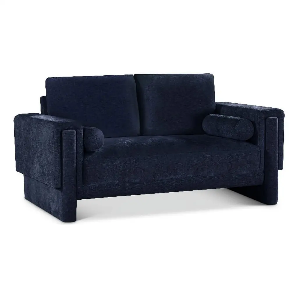 Meridian Furniture Madeline Navy Chenille Fabric Loveseat - Plush Durable Sofa